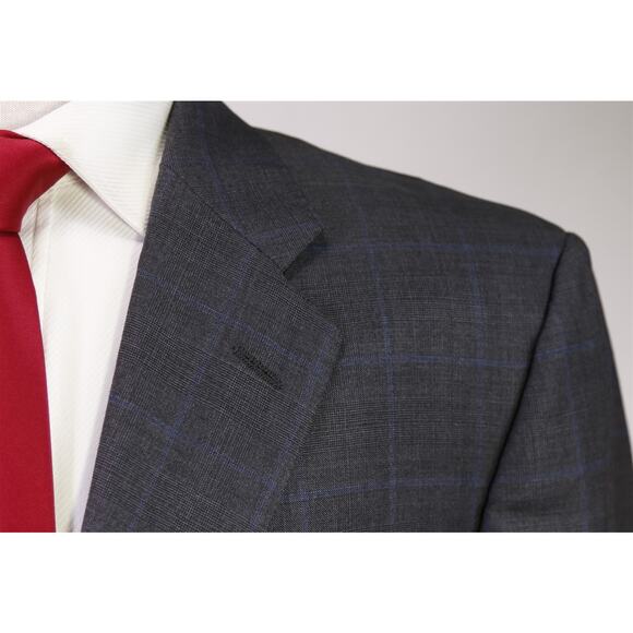 Hickey Freeman Gray Windowpane Plaid Super 130's Wool Loro Piana Suit 42R - Picture 4 of 11